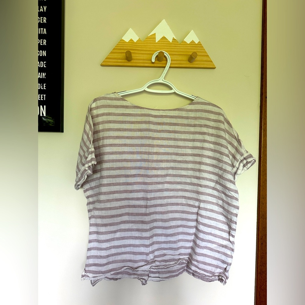 Stripe boxy linen top